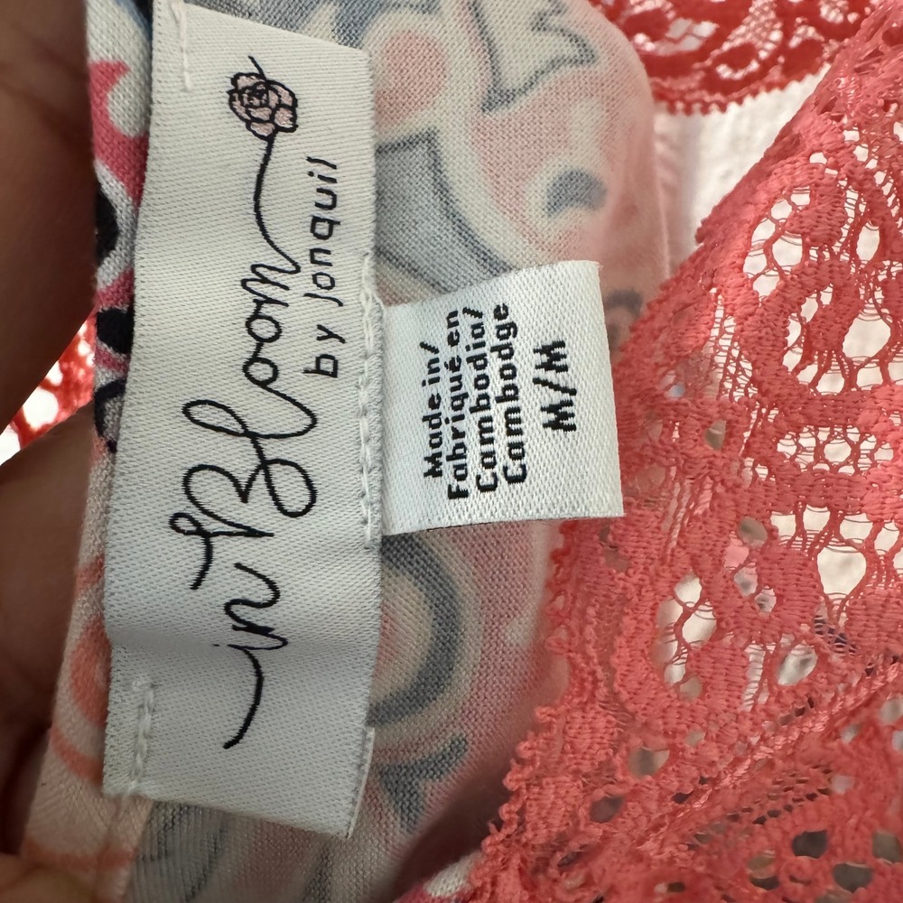 In Bloom by Jonquil Pajama Set Medium Paisley Lace Racerback Cami Wide Leg Pants - Picture 2 of 8